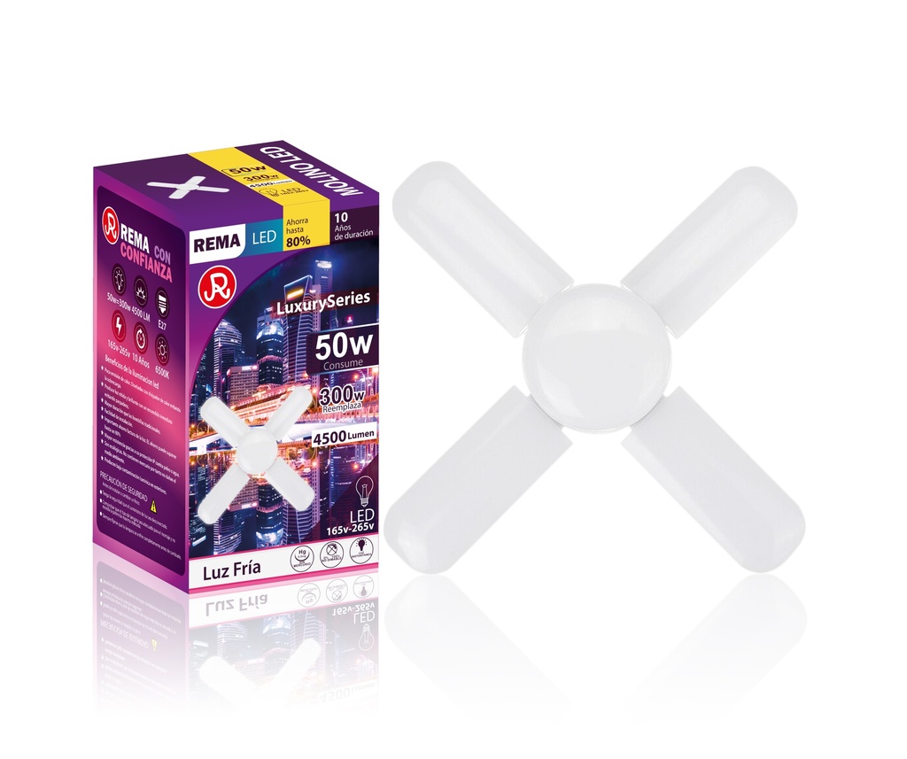 Foco mini molino 4 aspas 50w