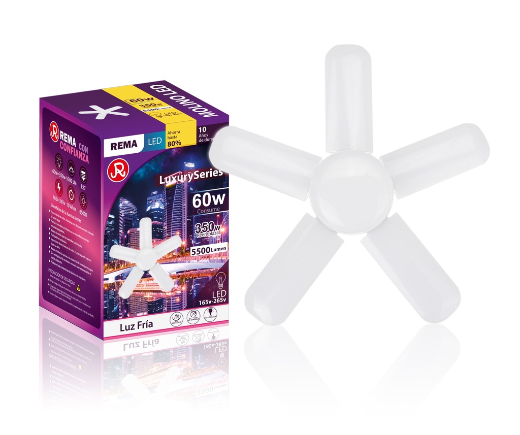 Foco mini molino 5 aspas 60w