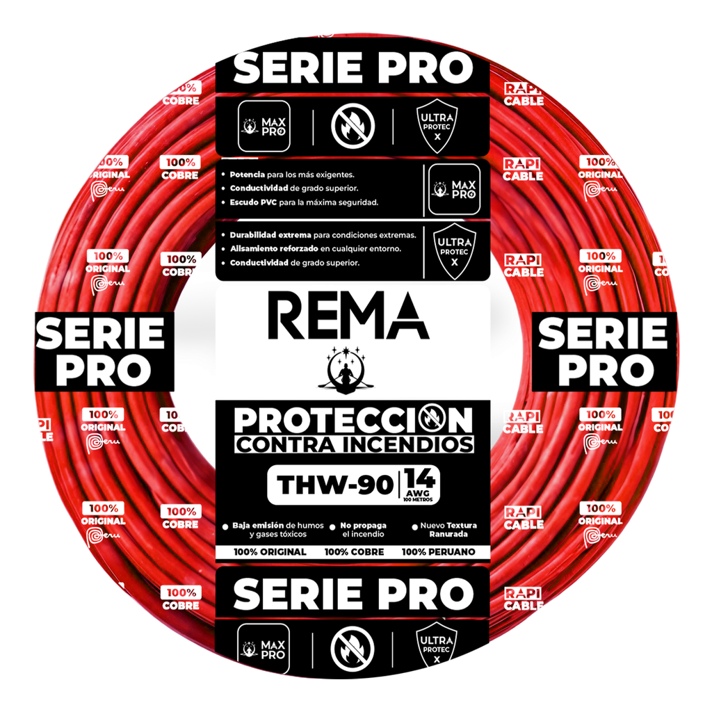 Cable THW-90 PRO (14 AWG, Rojo)