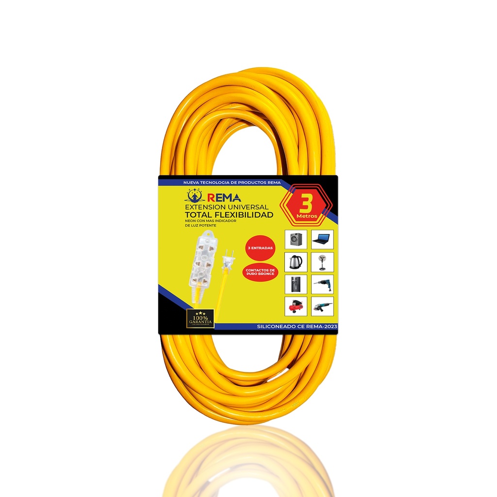 Extension amarilla de 3m + 3e Luz Neon