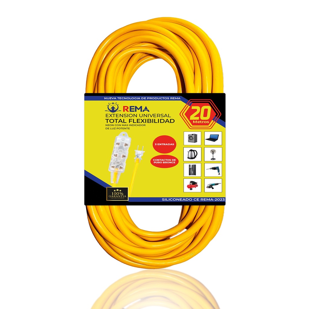 Extension amarilla de 20m + 3e Luz Neon