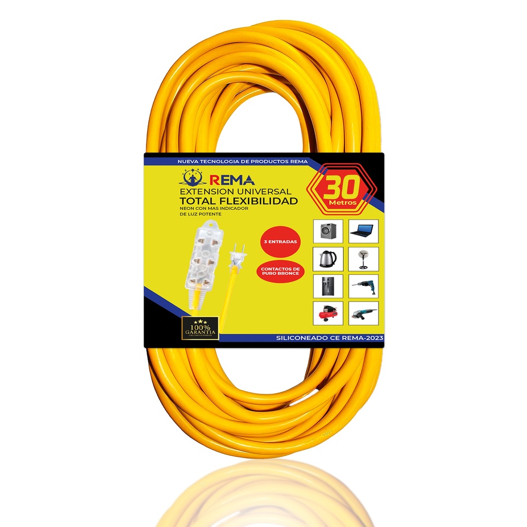 Extension amarilla de 30m + 3e Luz Neon