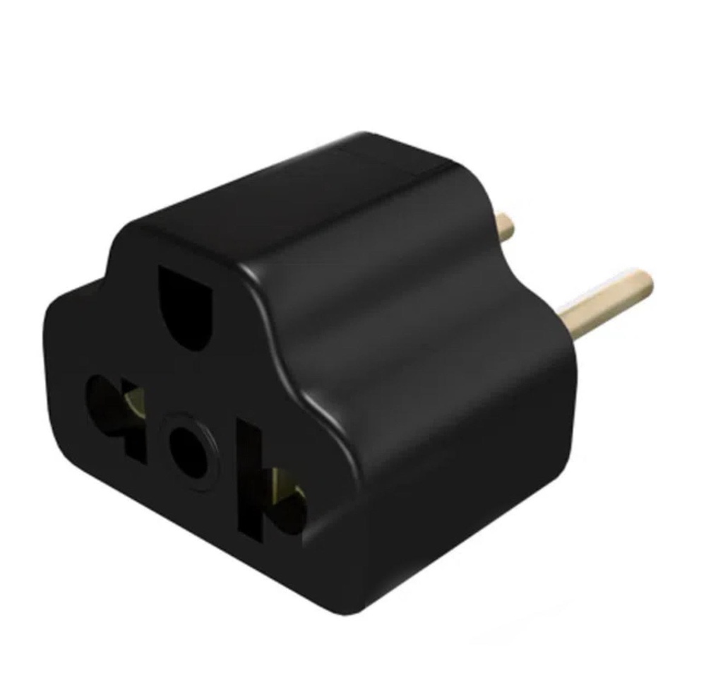 Enchufe Adaptador Redondo Negro