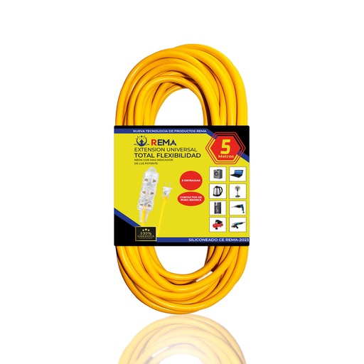 Extension amarilla de 5m + 3e Luz Neon