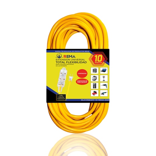 Extension amarilla de 10m + 3e Luz Neon