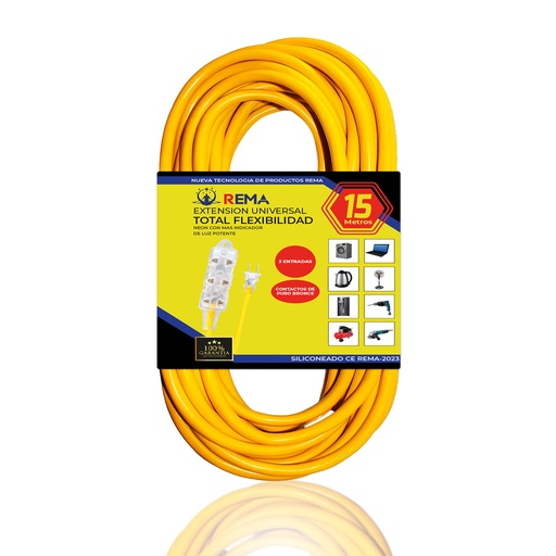 Extension amarilla de 15m + 3e Luz Neon